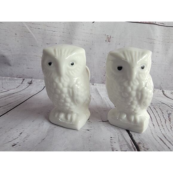 White Ceramic Owl Napkin Rings Set of 2 Replacement Pieces Made In Taiwan - Picture 2 of 10